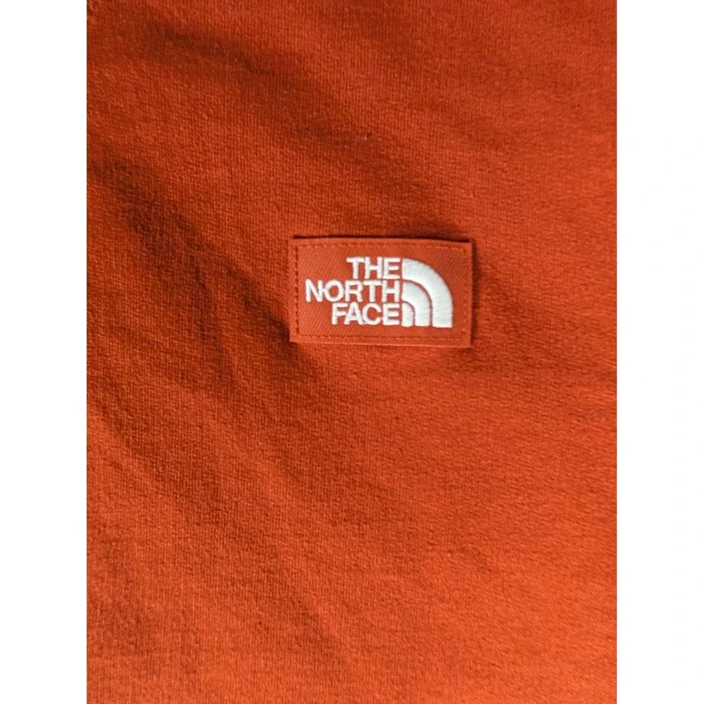The North Face Mens Heritage Crewneck Sweatshirt Orange Fleece Logo Patch S